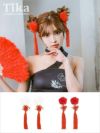 コスプレ ハロウィン チャイナ 小物 ヘアアクセ タッセル付きぽんぽんチャイナ髪飾り