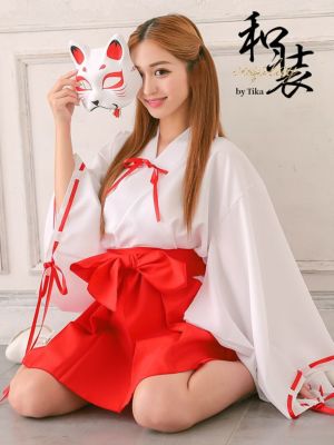 [コスプレ] 御幣付き和装ミニ丈袖ありリボン...