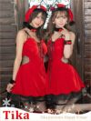 コスプレ サンタ クリスマス キャット アニマル ワンピース ブラックもこもこバックリボンバストレースアップフレア猫サンタコスプレ