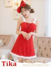 コスプレ クリスマス サンタ 衣装 仮装 赤 ミニ丈 ジャガードフラワーバストレースアップガーリーリボン王道サンタコスプレ