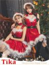 コスプレ サンタ クリスマス 衣装 仮装 ベルト付きふわふわフェザースパンコールフレアスカート王道サンタコスプレ