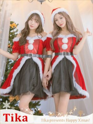 サンタコス 4点set ベルト付きベロア袖あ...