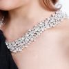 キャバドレス 膝丈ドレス [Veautt/ヴュート] 高級ネックビジュードレープジップスリットタイト膝丈ドレス