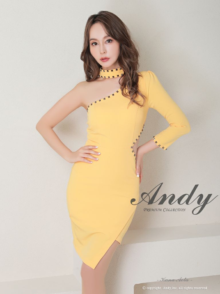 高級ドレスホルターネックワンショルダー肩あき袖ありタイトミニドレス