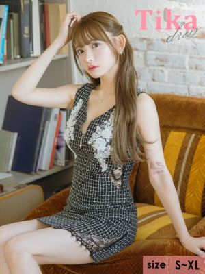 ノースリーブフラワー刺繍ビジューバストジップ...