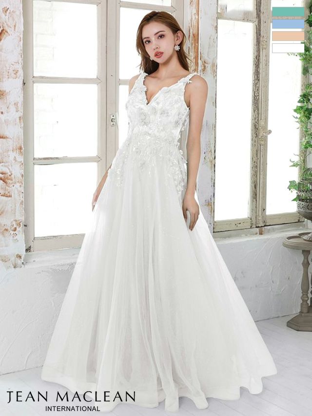 キャバドレス ロングドレス JEANMACLEAN ジャンマクレーン 高級ノースリーブ立体フラワースパンコール刺繍ゴージャスラメチュールバースデーAラインロングドレス