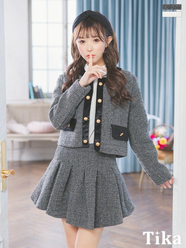 キャバドレス スーツ セットアップ ミニスカート ジャケット 羽織り プリーツ セパレート
