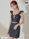 キャバドレス ミニドレス [anier.ROBE/アニエルローブ] 高級キャミソールドット柄スクエアネックフリルセットアップタイトミニドレス