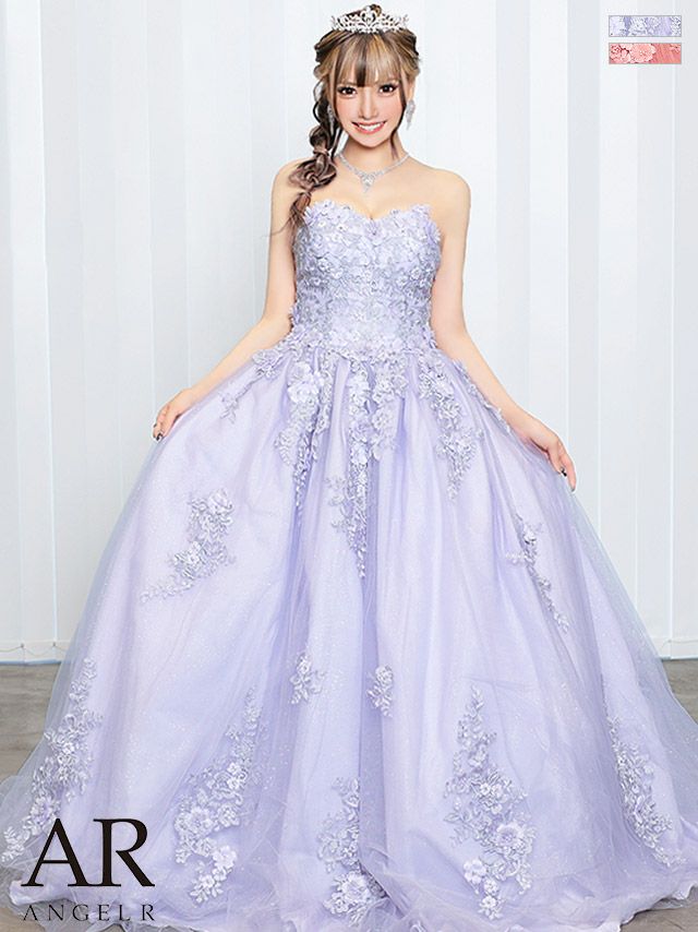 キャバドレス ロングドレス [Angel-R/エンジェルアール] 高級オフショルダーフラワー刺繍ビジューバースデーAラインロングドレス