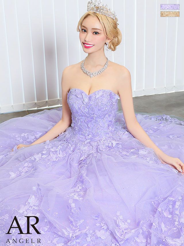 キャバドレス ロングドレス  [Angel-R/エンジェルアール] 高級オフショルダーフラワー刺繍ラメビジューバースデーAラインロングドレス