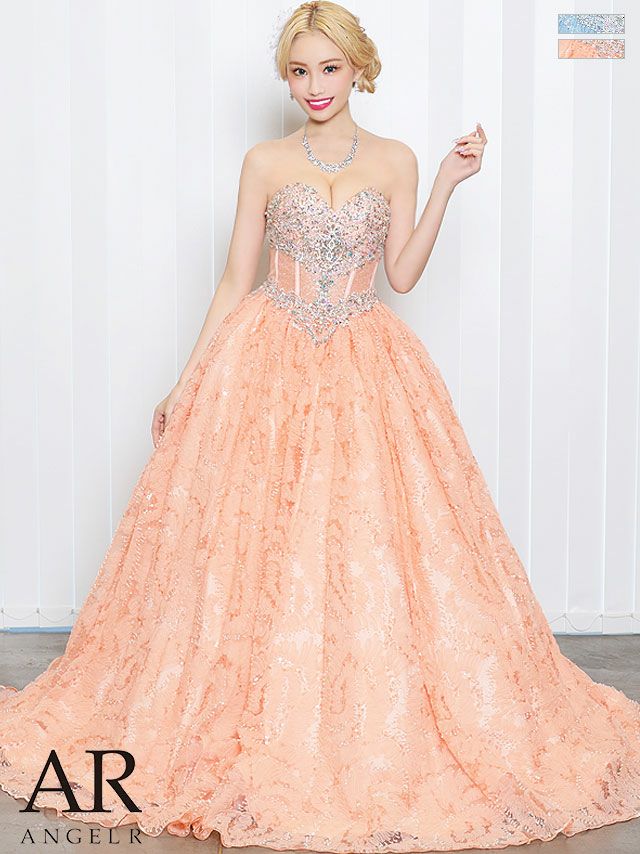 [Angel-R/エンジェルアール] 高級オフショルダーフラワー刺繍ビジューウエストシースルーバースデーAラインロングドレス