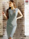 キャバドレス 膝丈ドレス [Veautt/ヴュート] 高級バストスリットショルダービジューサイドジップアップタイト膝丈ドレス