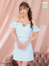 キャバドレス ミニドレス [ROBEdeFLEURS/ローブドフルール] 高級オフショルダーセットアップウエストリボンパフスリーブタイトミニドレス