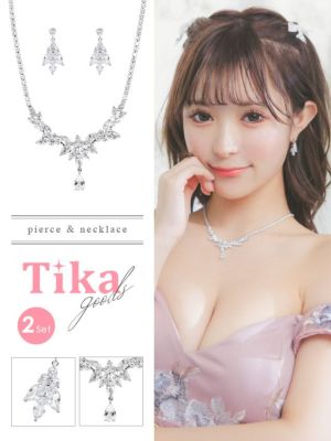 リーフモチーフビジューアクセサリー2点セット...
