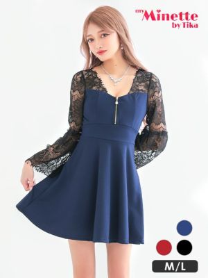 ワンピース 安い Aラインミニドレス 長袖 ...