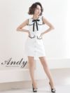 キャバドレス ミニドレス Andy アンディ 高級バイカラーパイピングボタンデザインノースリーブタイトミニドレス