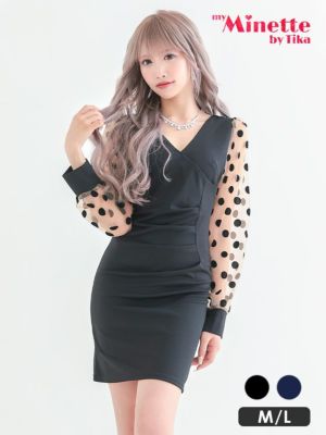 カシュクール風ドット柄シースルー長袖 袖あり...