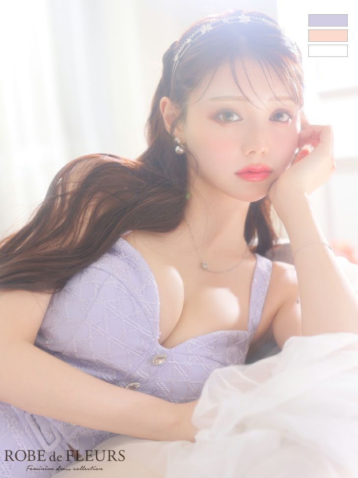 キャバドレス ブランド ROBEdeFLEURS ローブドフルール 高級レースビジューノースリーブウエストベルトセットアップフレアミニドレス