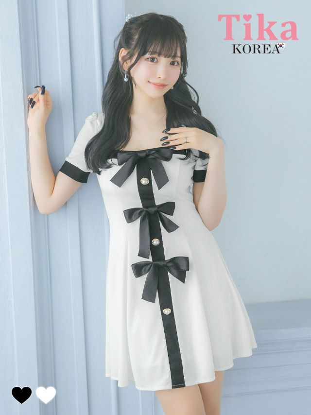 キャバドレス 韓国 ミニ丈 大きいサイズ フレア ミニドレス Aライン 半袖 モノトーン ワンピース キャバクラ クラブ ラウンジ