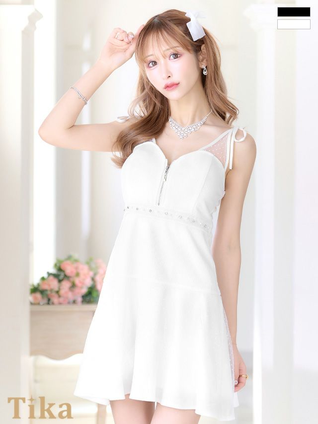 キャバドレス ミニ丈 大きいサイズ フレア キャミソール ワンピース ドット Aライン キャバクラ ミニドレス ラウンジ