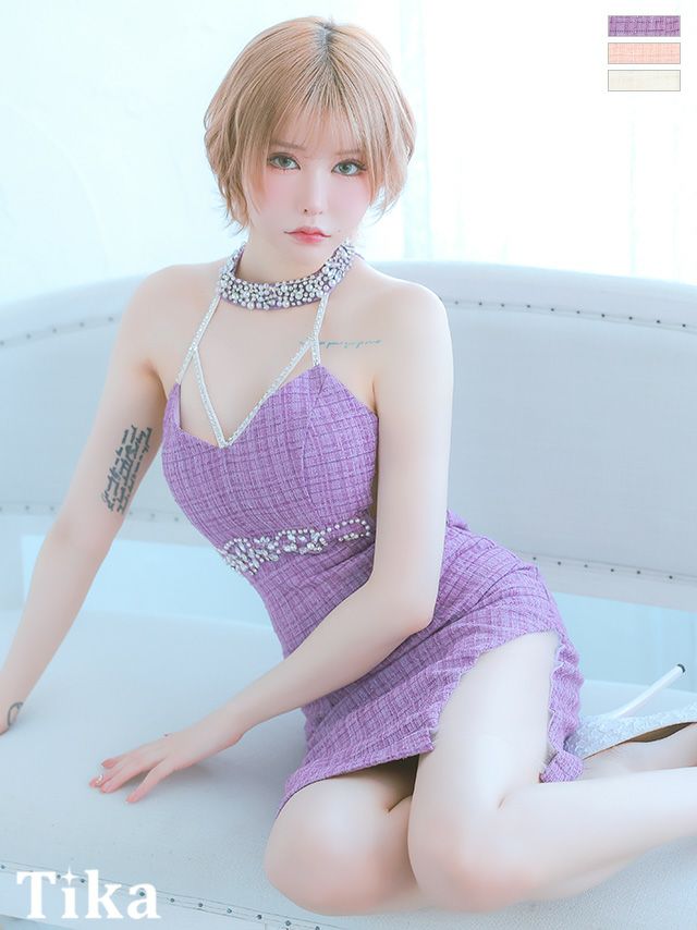 キャバドレス ミニ丈 大きいサイズ ツイード タイト ミニドレス ワンピース キャバクラ クラブ ラウンジ