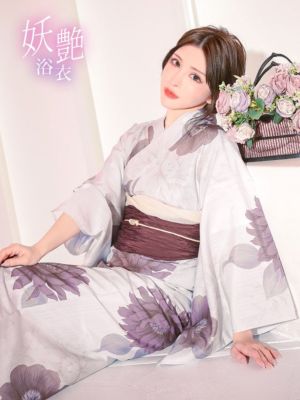 [浴衣] 妖艶 白地×大輪牡丹 3点セット ...