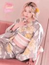 浴衣 レディース セット 帯 下駄 作り帯 牡丹 ボタン 和装 和服 大人 女性 ゆかた