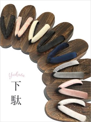 [浴衣小物] レース ベロア 焼き下駄 単品