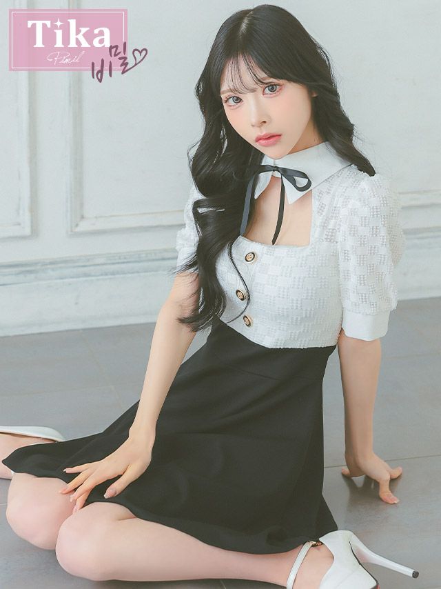 キャバドレス 韓国 ミニ丈 フレア 大きいサイズ Aライン 袖あり ミニドレス キャバクラ ワンピース