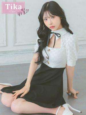 Tika [TikaPimil] キャバドレス フレアドレス 袖あり 韓国