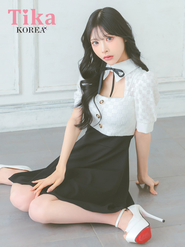 キャバドレス 韓国 ミニ丈 フレア 大きいサイズ Aライン 袖あり ミニドレス キャバクラ ワンピース