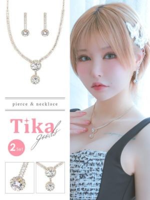 ラウンドビジューゴールドアクセサリー2点セッ...
