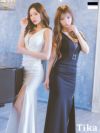 キャバドレス ロング丈 大きいサイズ ノースリーブ スリット タイト ロングドレス キャバクラ クラブ 白 黒