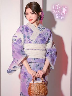 [浴衣] 妖艶 綿麻グラデーション×ポピー ...