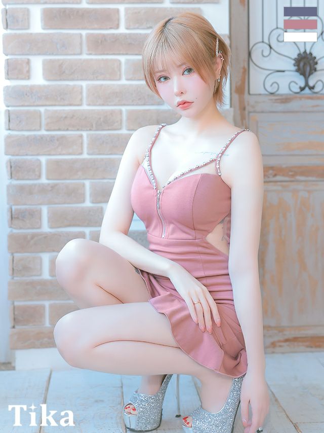 キャバドレス ミニ丈 大きいサイズ タイト ミニドレス キャバクラ ワンピース キャミソール ジップ