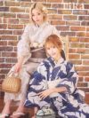 浴衣 レディース 大人 セット 帯 下駄 作り帯 平帯 レトロ 和装 和服 古典 ゆかた 青 ベージュ