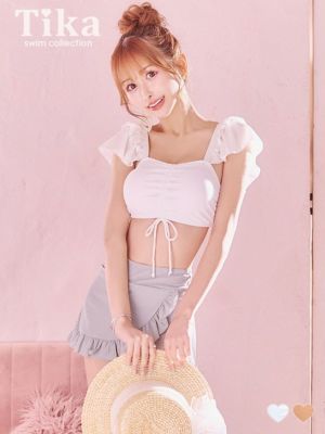 水着 バストドロストビスチェ×フレアラップ風...