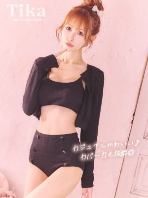 水着 2wayショートカーディガン付きボタン...