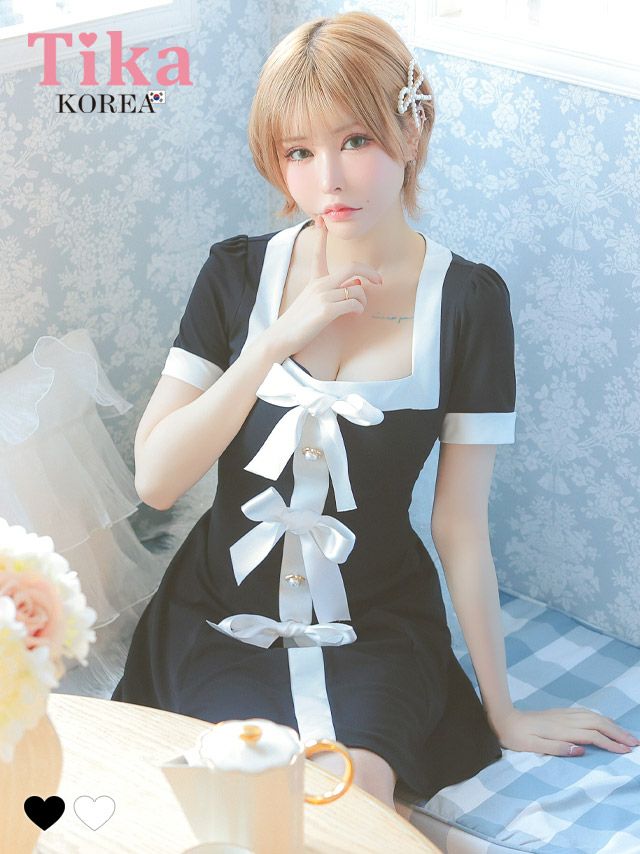 キャバドレス 韓国 ミニ丈 大きいサイズ Aライン フレア ワンピース ミニドレス キャバクラ 袖あり