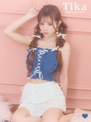 水着フロント編み上げビスチェハイウエストフレ...