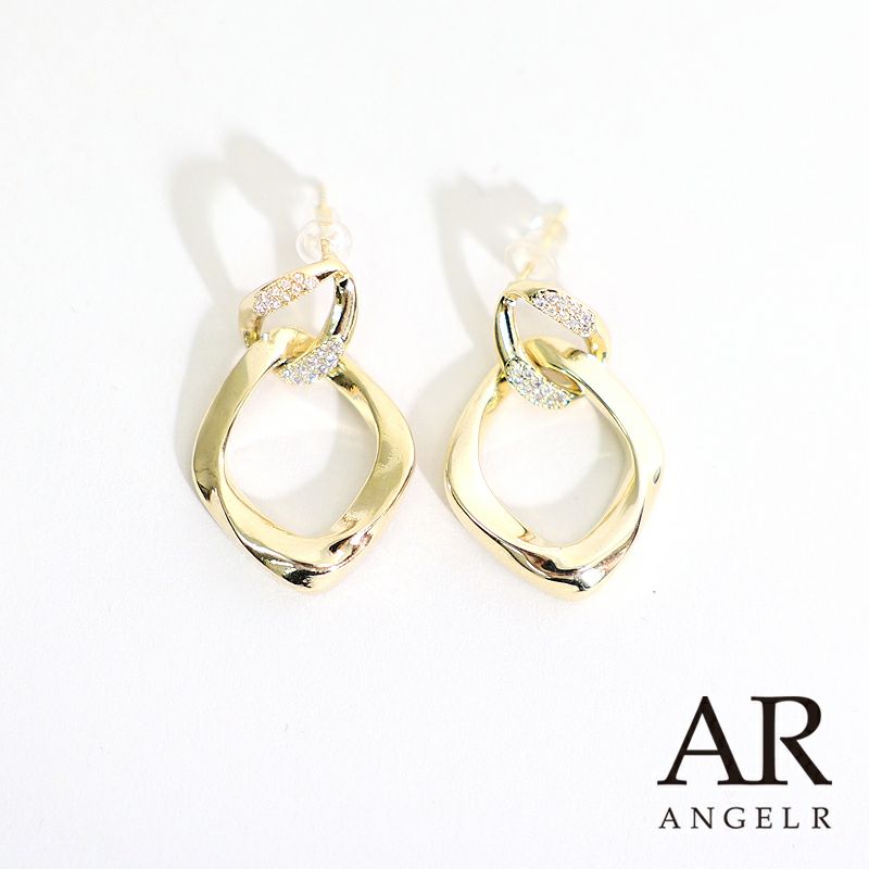 キャバアクセ キラキラ Angel-R エンジェルアール 高級ウェーブリングビジューピアス