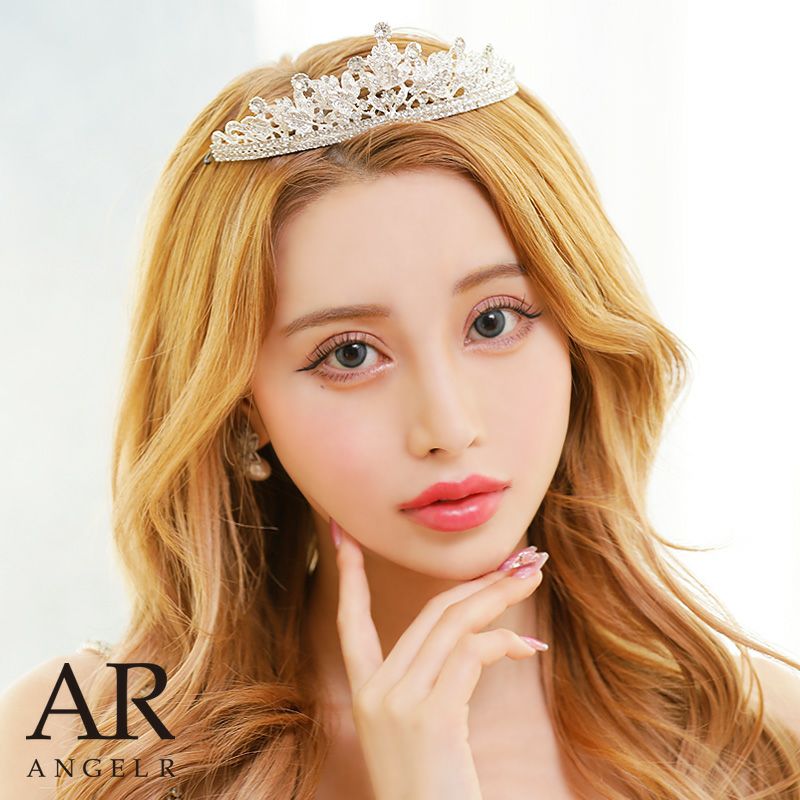 キャバアクセ キラキラ Angel-R エンジェルアール 高級リーフモチーフストーンビジューティアラ