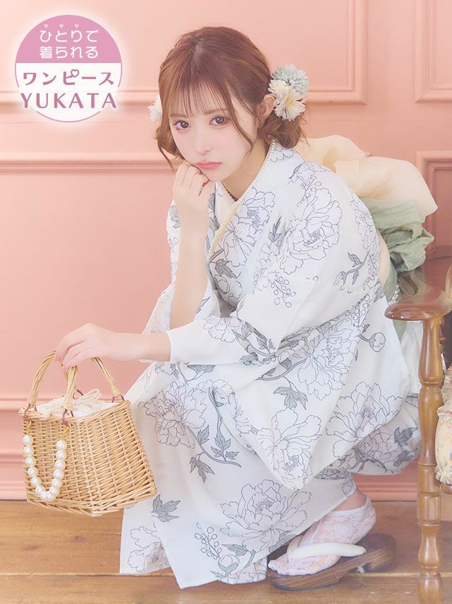 ワンピース浴衣 セパレート 二部式 浴衣 セット 兵児帯 ゆかた 和装 和服 簡単