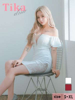ビジューチャーム付き オフショルダー バスト...