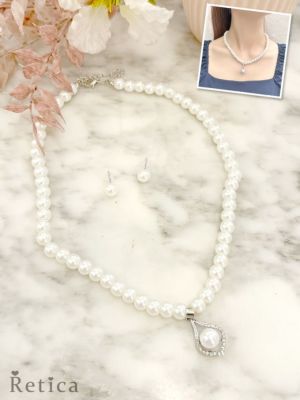 しずくモチーフパールネックレス×ピアスアクセ...