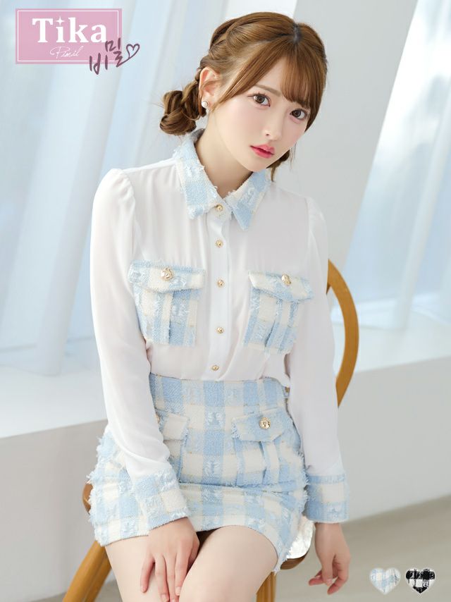 キャバドレス 韓国 ドレス ワンピース セパレート ブラウス スカート タイト