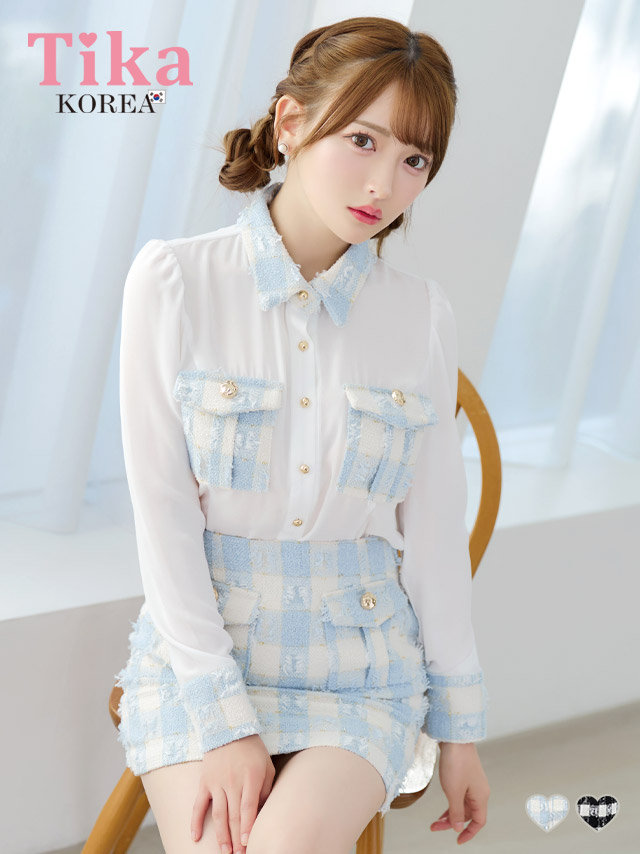 キャバドレス 韓国 ドレス ワンピース セパレート ブラウス スカート タイト