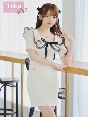 [韓国ドレス] ロゴテープ ネックリボ ンゴ...