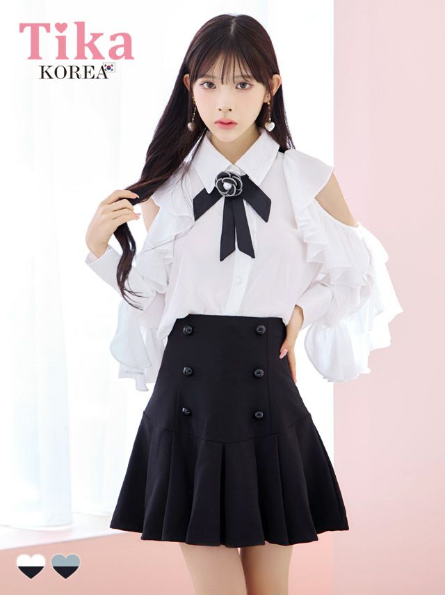 キャバドレス 韓国 ドレス スカート ブラウス セットアップ セパレート フレア