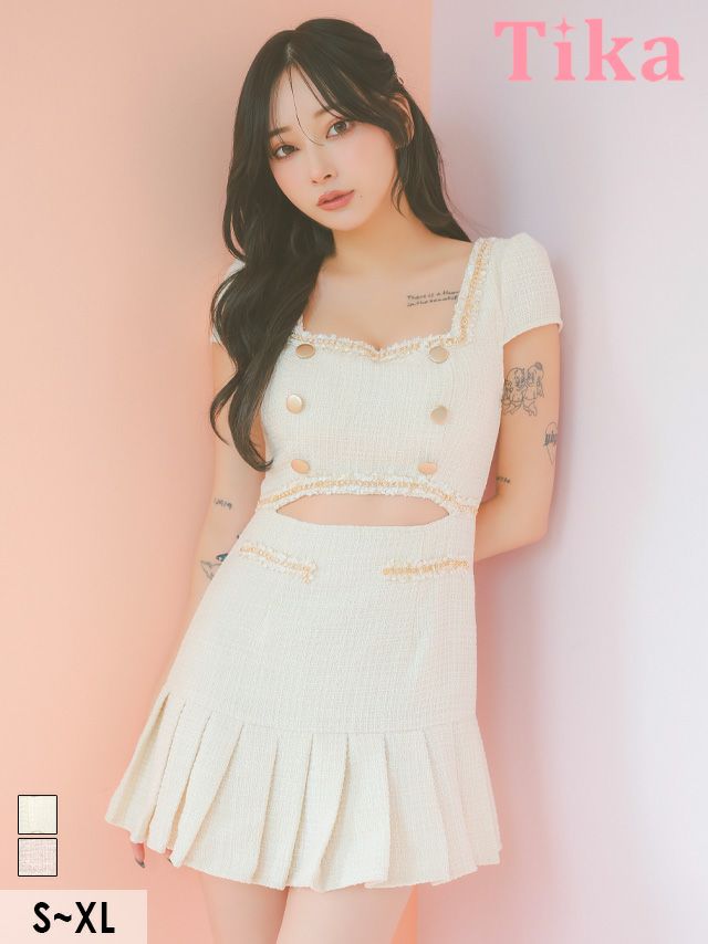 キャバドレス ミニ丈 大きいサイズ フレア ミニドレス Aライン ツイード ワンピース